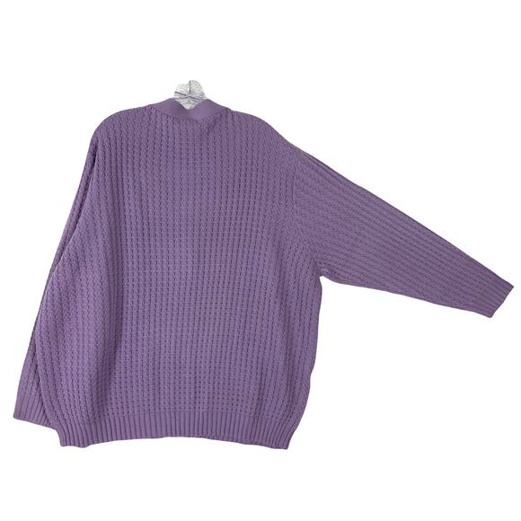 NWOT DAMART Cardigan Women 26/28 XXXL Purple Lilac Cable Knit Pearl Button - Picture 2 of 10